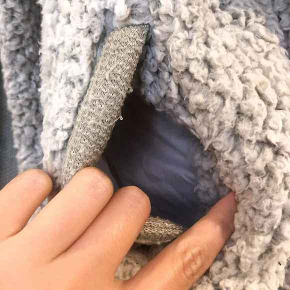 Dylan Grey Sherpa Fuzzy Moto Teddy Jacket Small - Picture 5 of 6